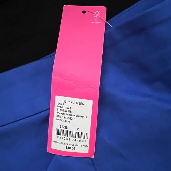 Lilly Pulitzer 5" Arabeth Scallop Stretch Short in corsica blue. Size 2. - Picture 5 of 7